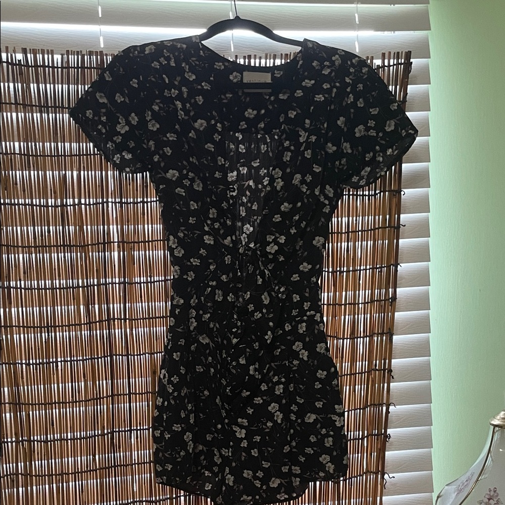 Vestique Black Floral Mini Dress